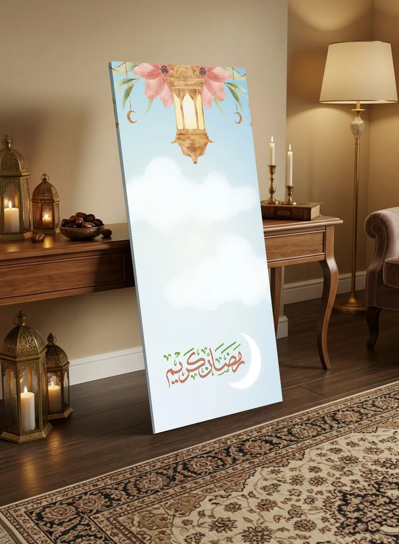 لوحة لوحة كانفاس على إطار خشبي مع حامل خلفي بتصميم رمضان كريم